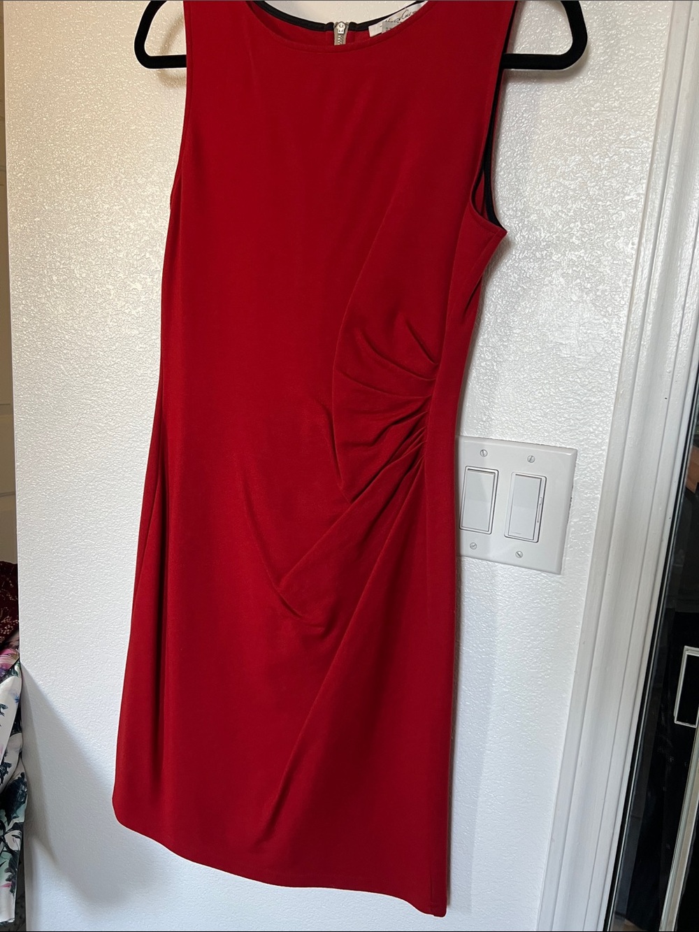 Kenneth Cole Sleeveless Red Ruched Sheath Dress